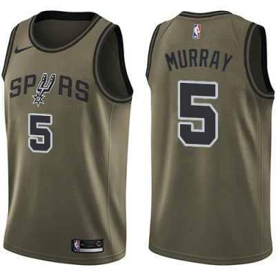 Nike San Antonio Spurs #5 Dejounte Murray Green Salute to Service Youth NBA Swingman Jersey